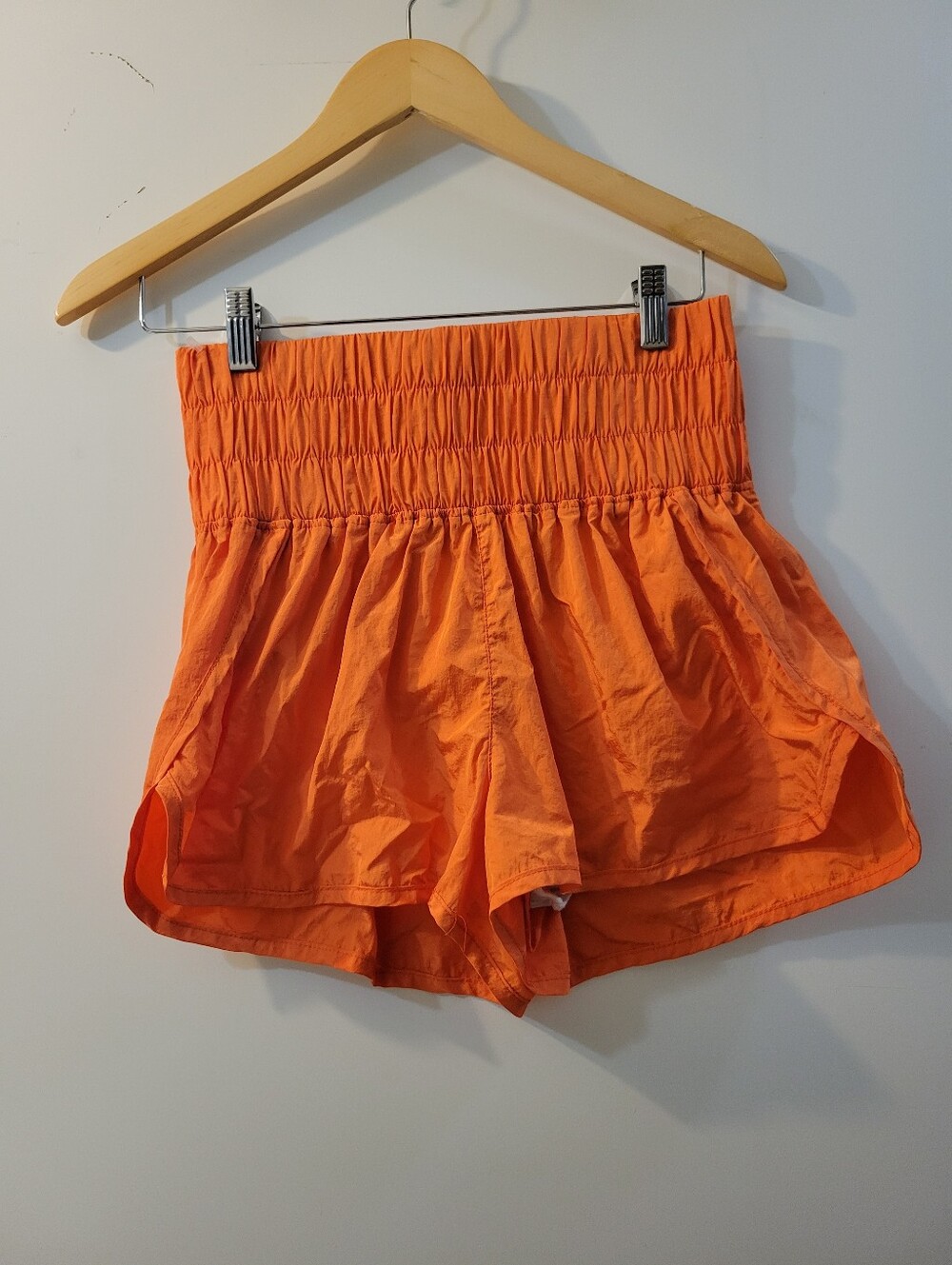 Free People Orange Smocked High Waist Athletic Shorts